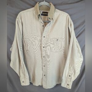 Panhandle Slim Large Canvas Shirt Cream And Tan Colored